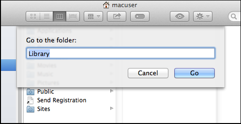 Screencap showing field to enter "Library" into