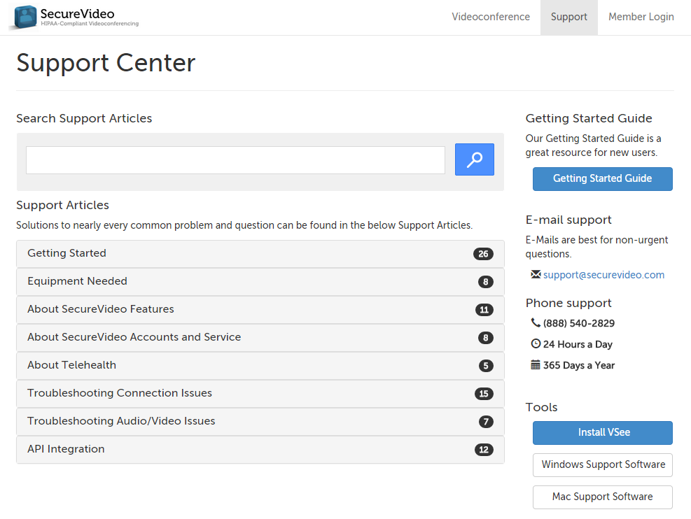 Support page