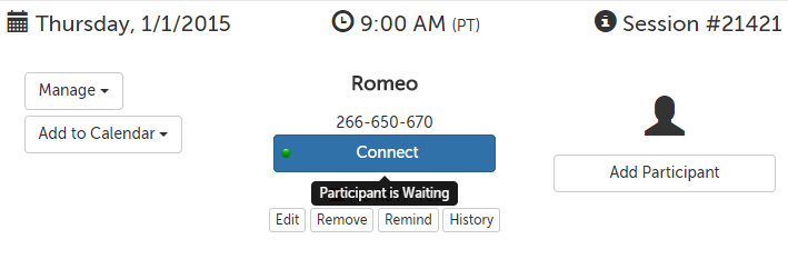 Connect button when participant is waiting