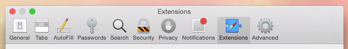 Extensions tab