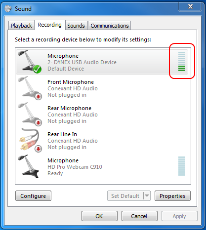 Screencap showing where to see the detection levels
