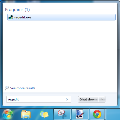 Searching for regedit.exe