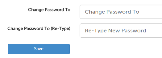 Password change fields and Save button