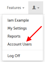 Account Users in the drop down menu