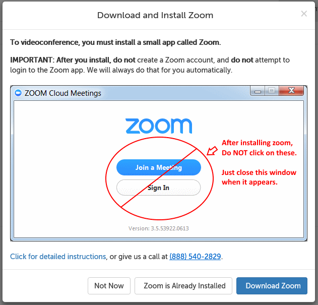 Download and Install Zoom message