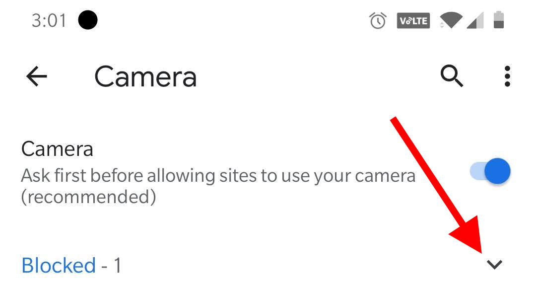 Arrow pointing at the arrowhead icon for Blocked