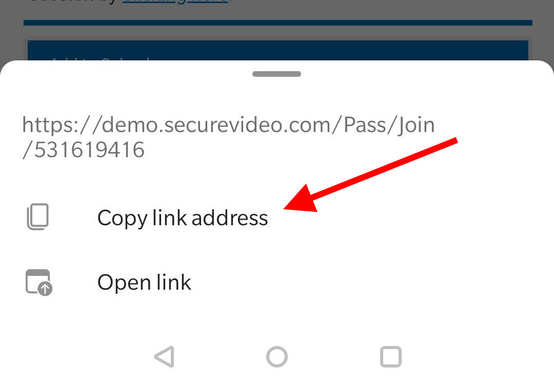 Arrow pointing at "Copy link address"