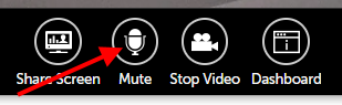 Arrow pointing at Mute icon