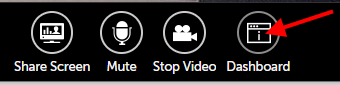 Arrow pointing at Dashboard button